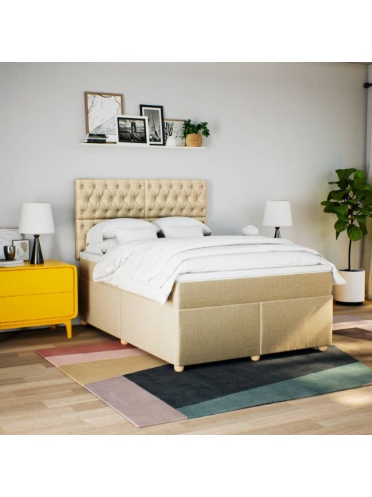 Box spring postel s matrací krémová 140x200 cm textil