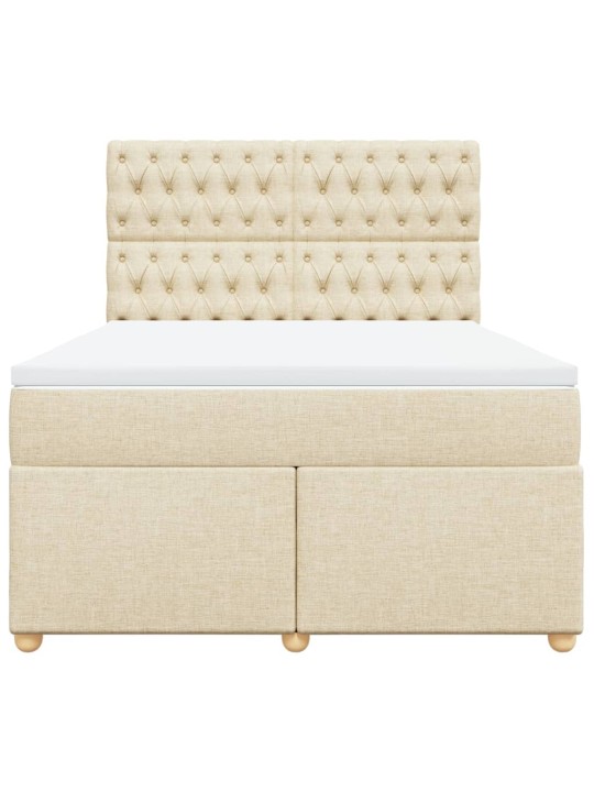 Box spring postel s matrací krémová 140x200 cm textil