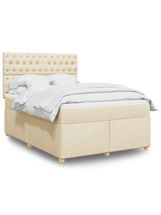 Box spring postel s matrací krémová 140x200 cm textil