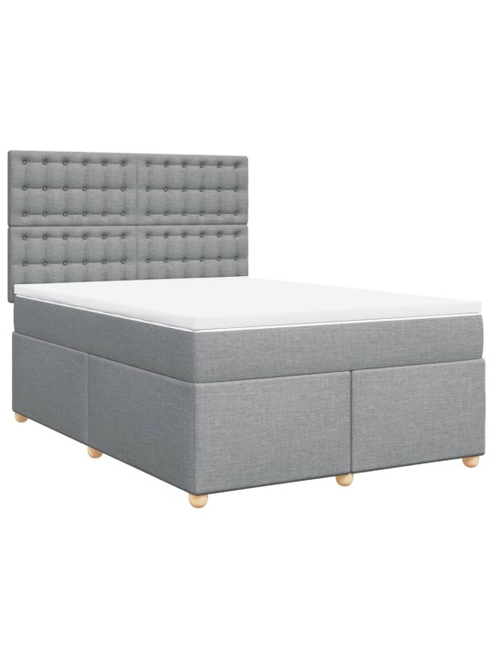 Box spring postel s matrací světle šedá 140 x 200 cm textil
