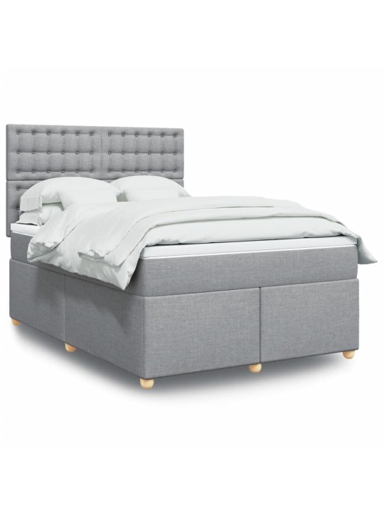 Box spring postel s matrací světle šedá 140 x 200 cm textil