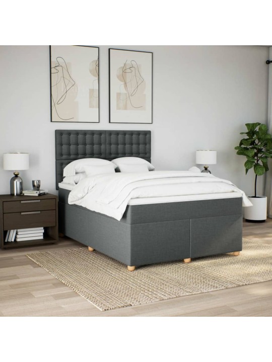 Box spring postel s matrací tmavě šedá 140x200 cm textil