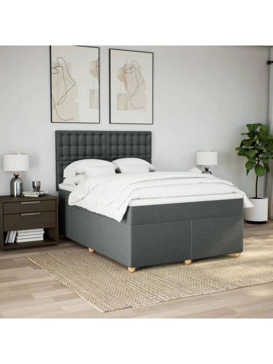 Box spring postel s matrací tmavě šedá 140x200 cm textil