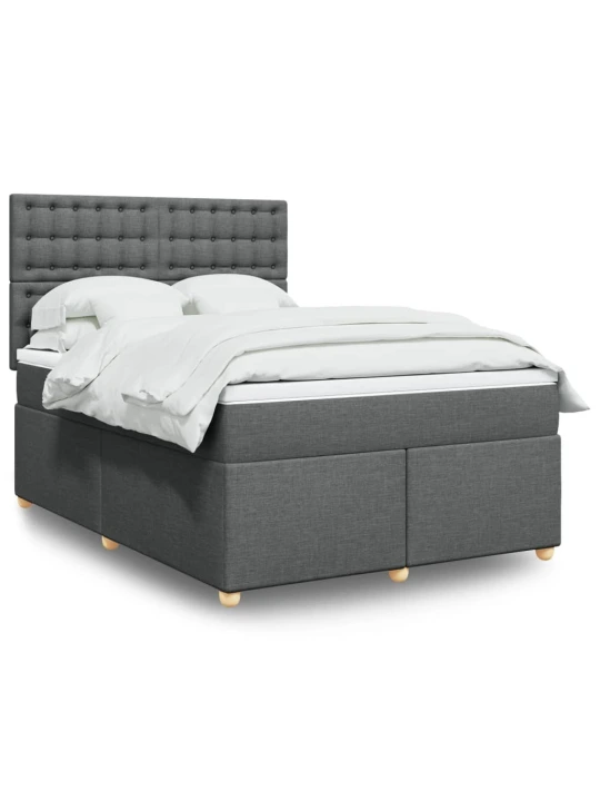 Box spring postel s matrací tmavě šedá 140x200 cm textil