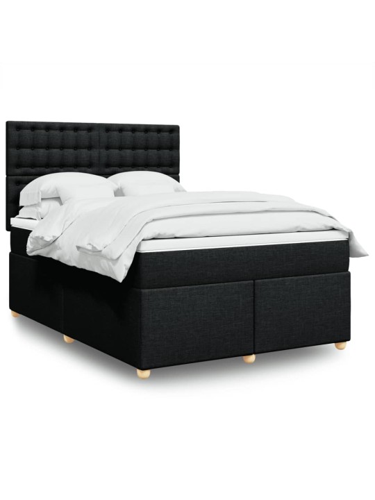 Box spring postel s matrací černá 140x200 cm textil