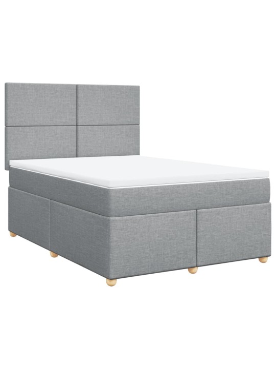 Box spring postel s matrací světle šedá 160 x 200 cm textil