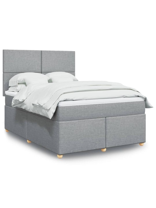 Box spring postel s matrací světle šedá 160 x 200 cm textil