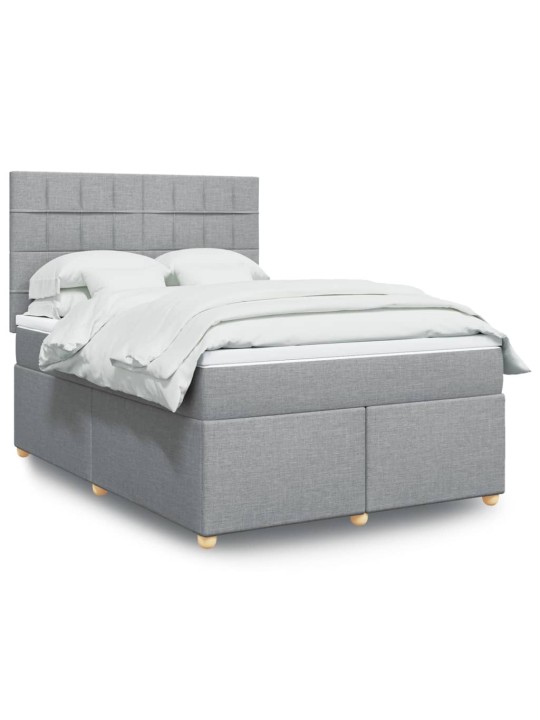 Box spring postel s matrací světle šedá 160 x 200 cm textil