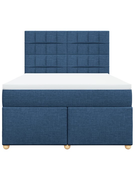 Box spring postel s matrací modrá 160x200 cm textil