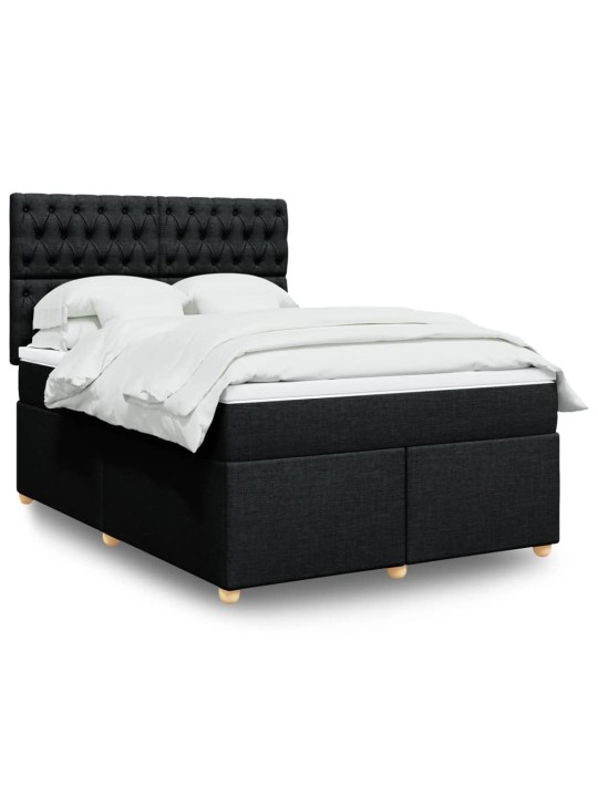 Box spring postel s matrací černá 160x200 cm textil