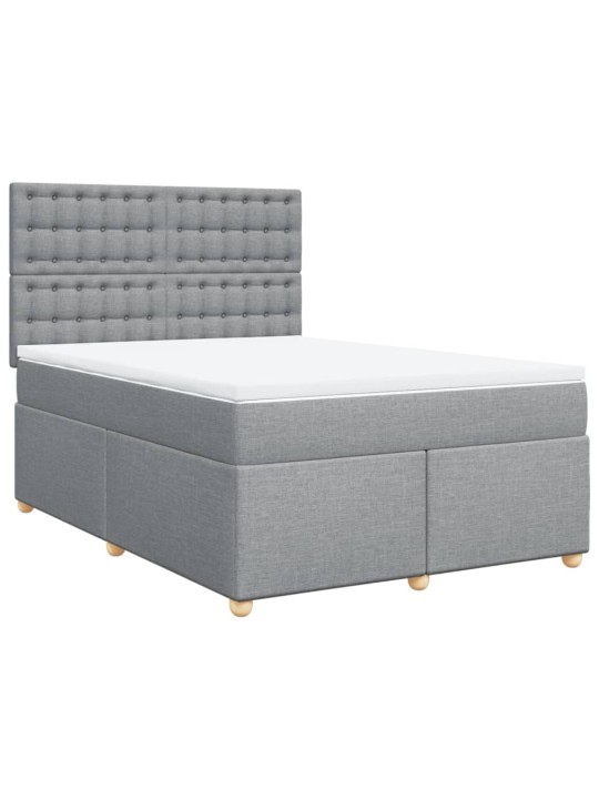 Box spring postel s matrací světle šedá 160 x 200 cm textil
