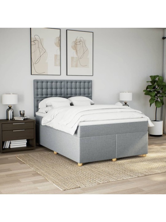 Box spring postel s matrací světle šedá 160 x 200 cm textil