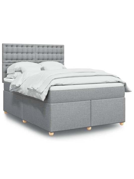Box spring postel s matrací světle šedá 160 x 200 cm textil