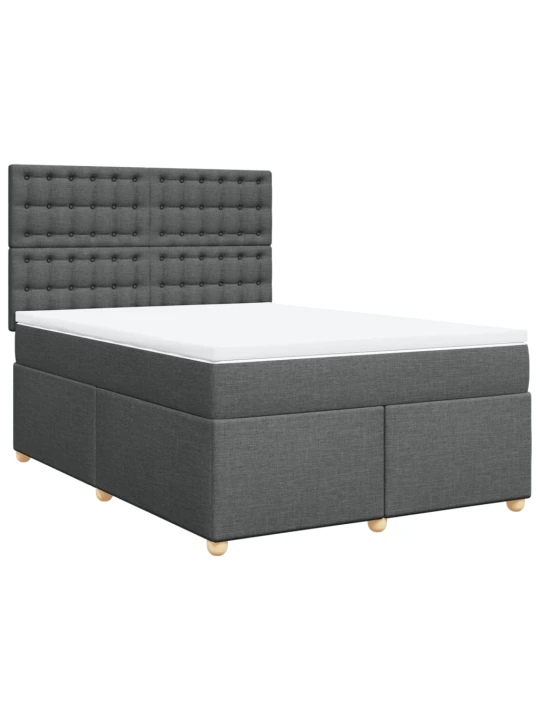 Box spring postel s matrací tmavě šedá 160x200 cm textil