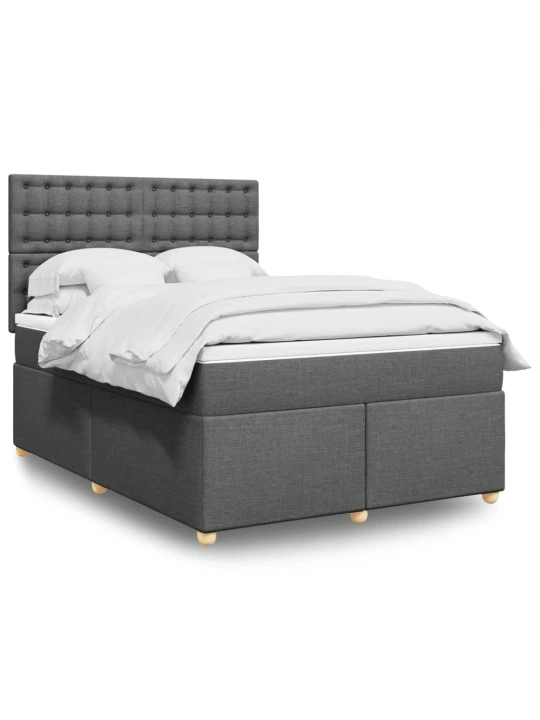 Box spring postel s matrací tmavě šedá 160x200 cm textil