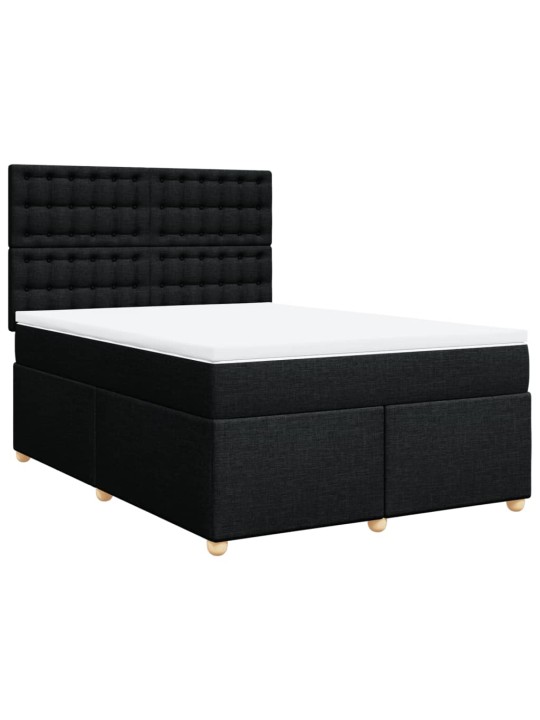 Box spring postel s matrací černá 160x200 cm textil