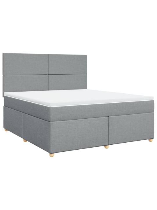 Box spring postel s matrací světle šedá 180 x 200 cm textil