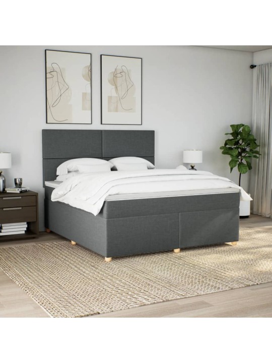 Box spring postel s matrací tmavě šedá 180x200 cm textil