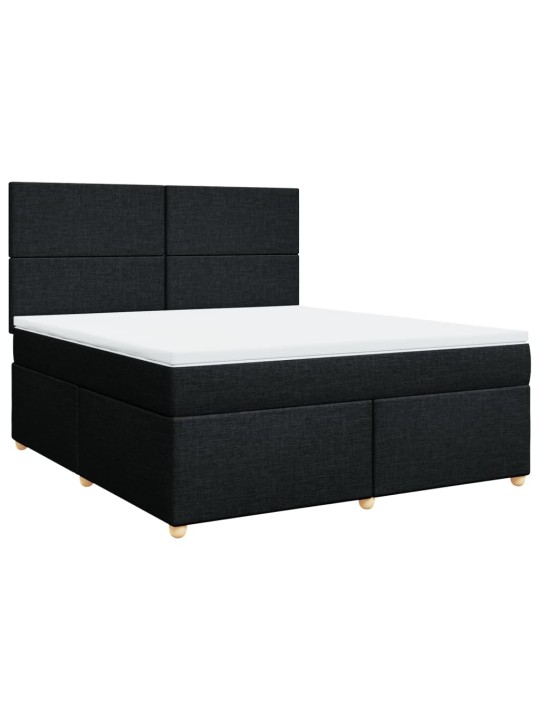 Box spring postel s matrací černá 180x200 cm textil