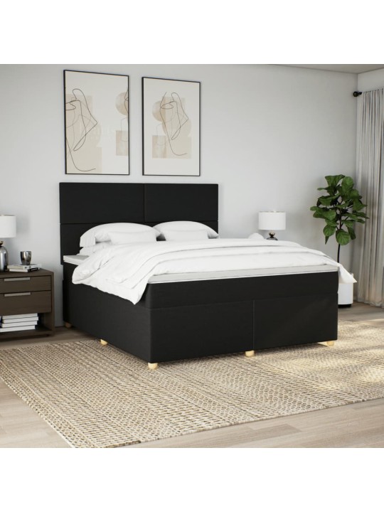 Box spring postel s matrací černá 180x200 cm textil