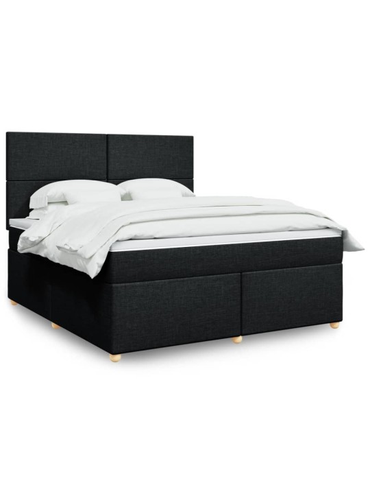 Box spring postel s matrací černá 180x200 cm textil