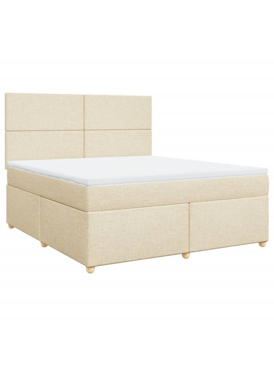 Box spring postel s matrací krémová 180x200 cm textil
