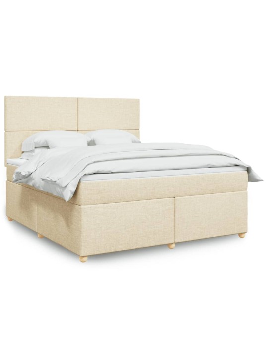Box spring postel s matrací krémová 180x200 cm textil