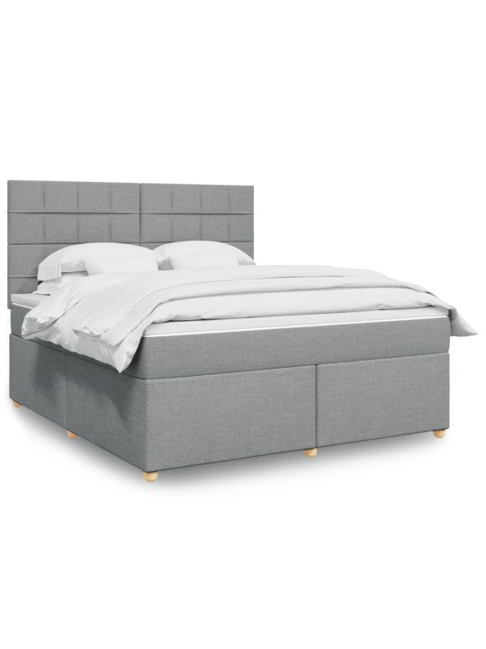 Box spring postel s matrací světle šedá 180 x 200 cm textil