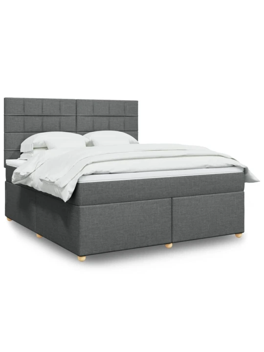 Box spring postel s matrací tmavě šedá 180x200 cm textil
