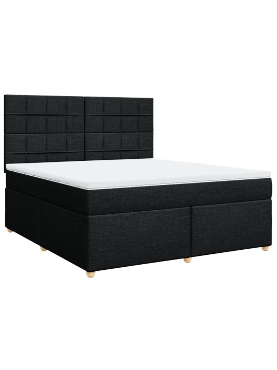 Box spring postel s matrací černá 180x200 cm textil