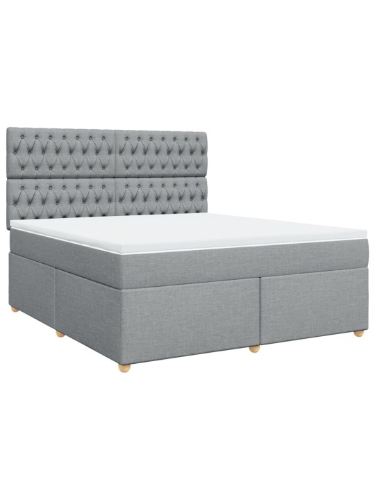 Box spring postel s matrací světle šedá 180 x 200 cm textil