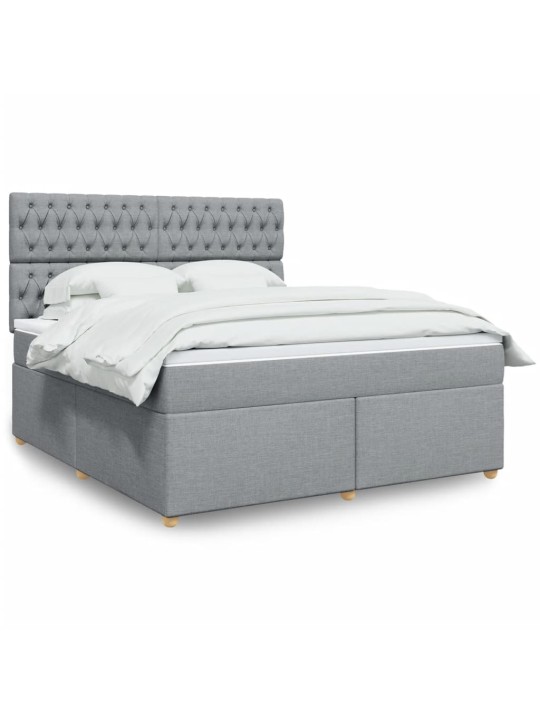 Box spring postel s matrací světle šedá 180 x 200 cm textil