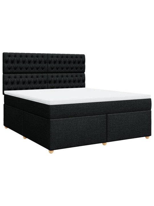 Box spring postel s matrací černá 180x200 cm textil