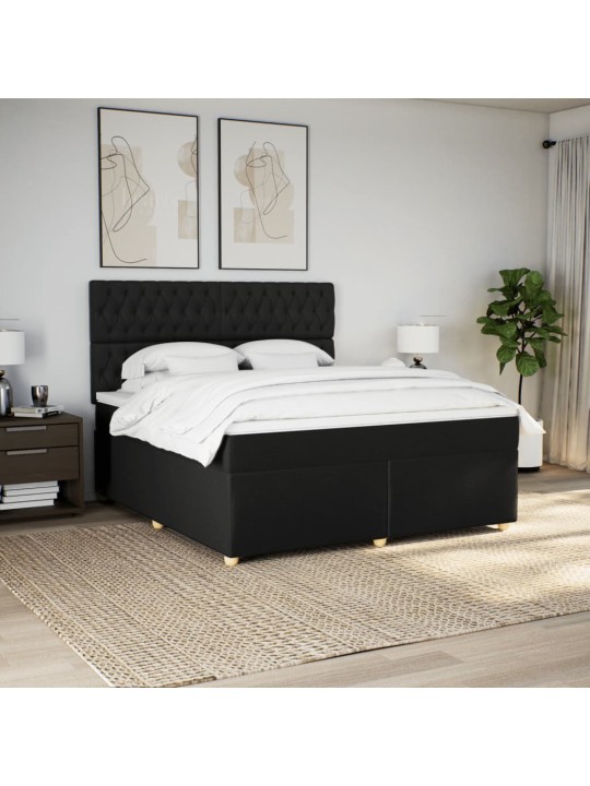 Box spring postel s matrací černá 180x200 cm textil