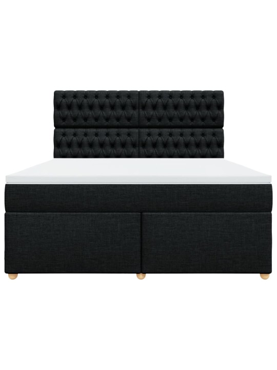 Box spring postel s matrací černá 180x200 cm textil