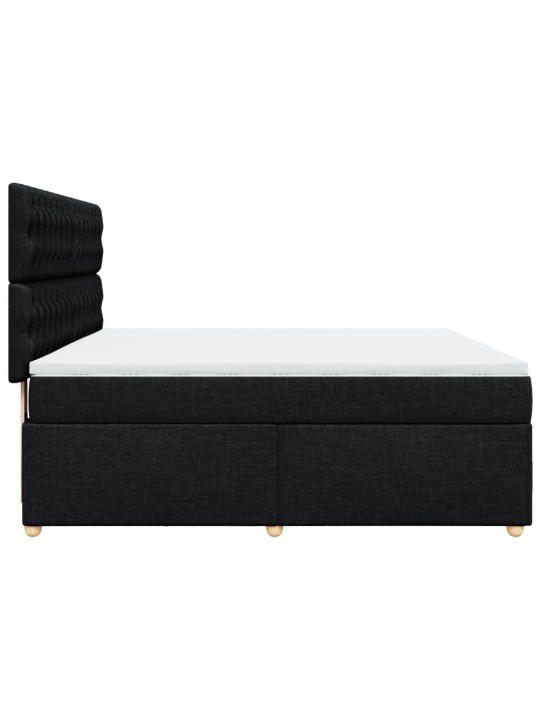 Box spring postel s matrací černá 180x200 cm textil