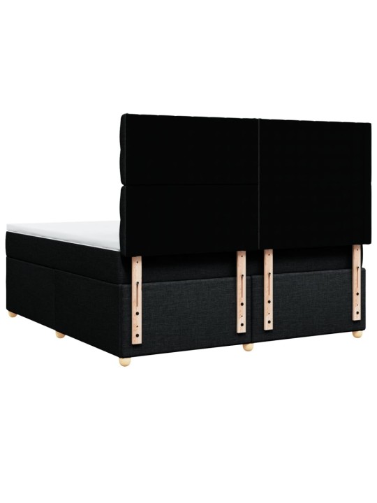 Box spring postel s matrací černá 180x200 cm textil