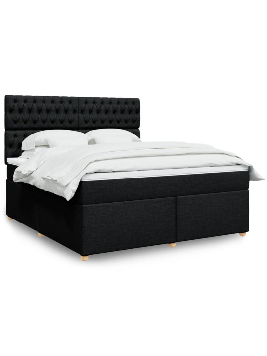 Box spring postel s matrací černá 180x200 cm textil