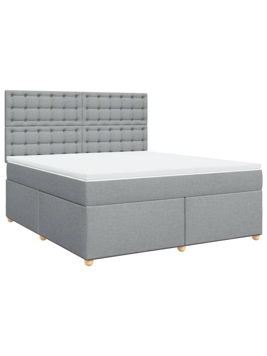 Box spring postel s matrací světle šedá 180 x 200 cm textil