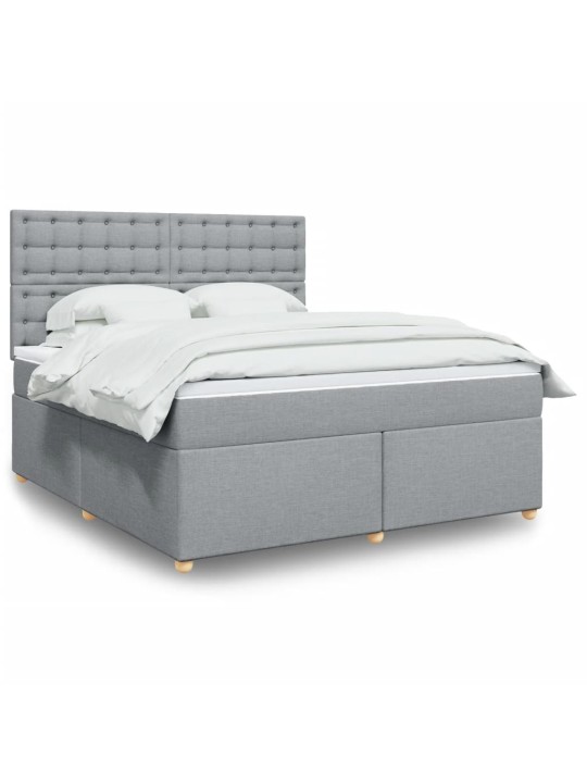 Box spring postel s matrací světle šedá 180 x 200 cm textil