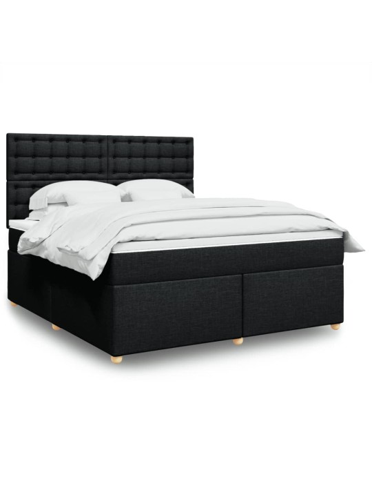 Box spring postel s matrací černá 180x200 cm textil