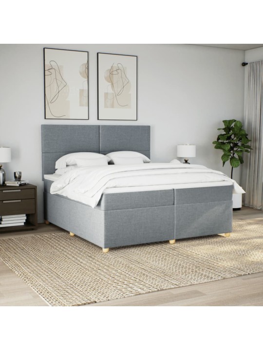 Box spring postel s matrací světle šedá 200 x 200 cm textil
