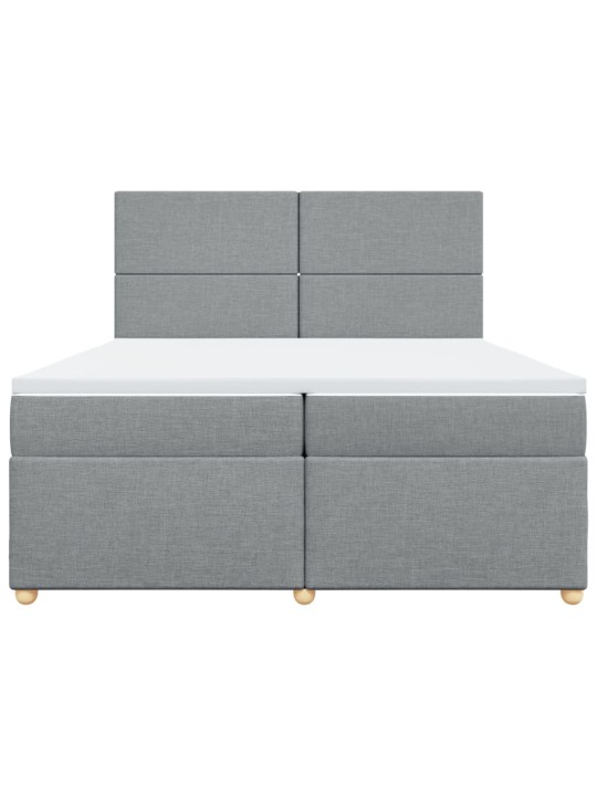 Box spring postel s matrací světle šedá 200 x 200 cm textil