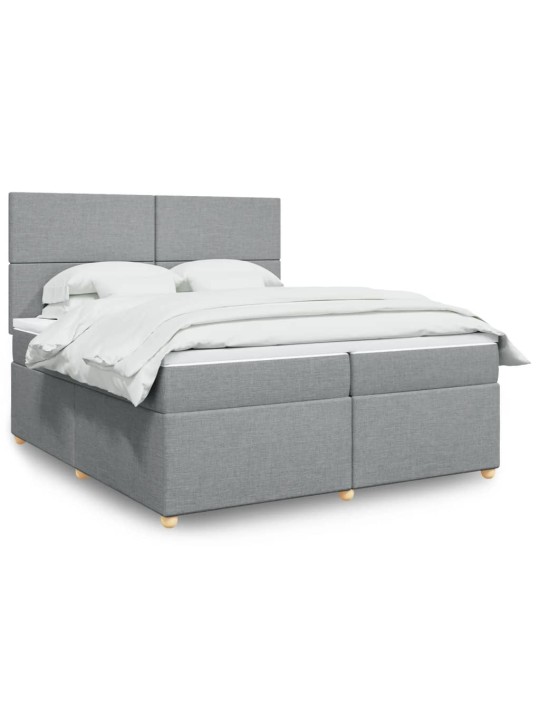 Box spring postel s matrací světle šedá 200 x 200 cm textil