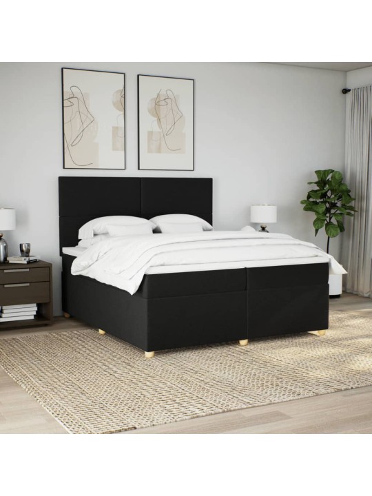 Box spring postel s matrací černá 200x200 cm textil