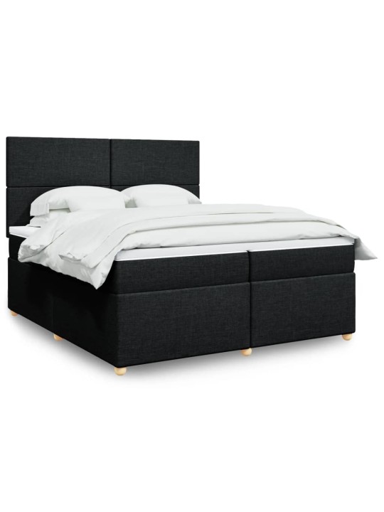 Box spring postel s matrací černá 200x200 cm textil