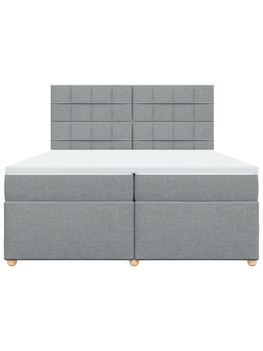 Box spring postel s matrací světle šedá 200 x 200 cm textil