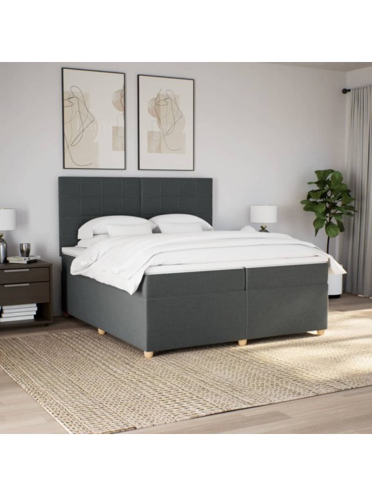 Box spring postel s matrací tmavě šedá 200x200 cm textil
