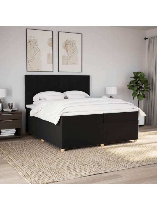 Box spring postel s matrací černá 200x200 cm textil