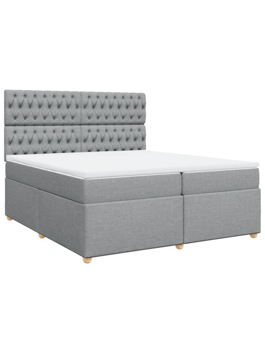 Box spring postel s matrací světle šedá 200 x 200 cm textil